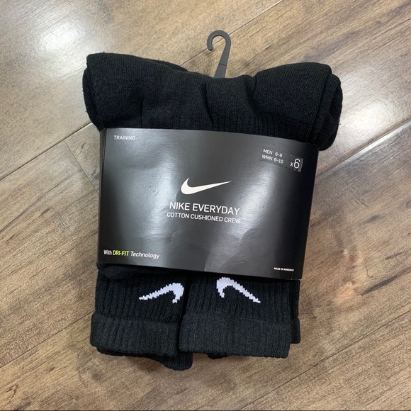 Nike Everyday Cotton Crew 6 Black Socks Medium - Picture 4 of 4